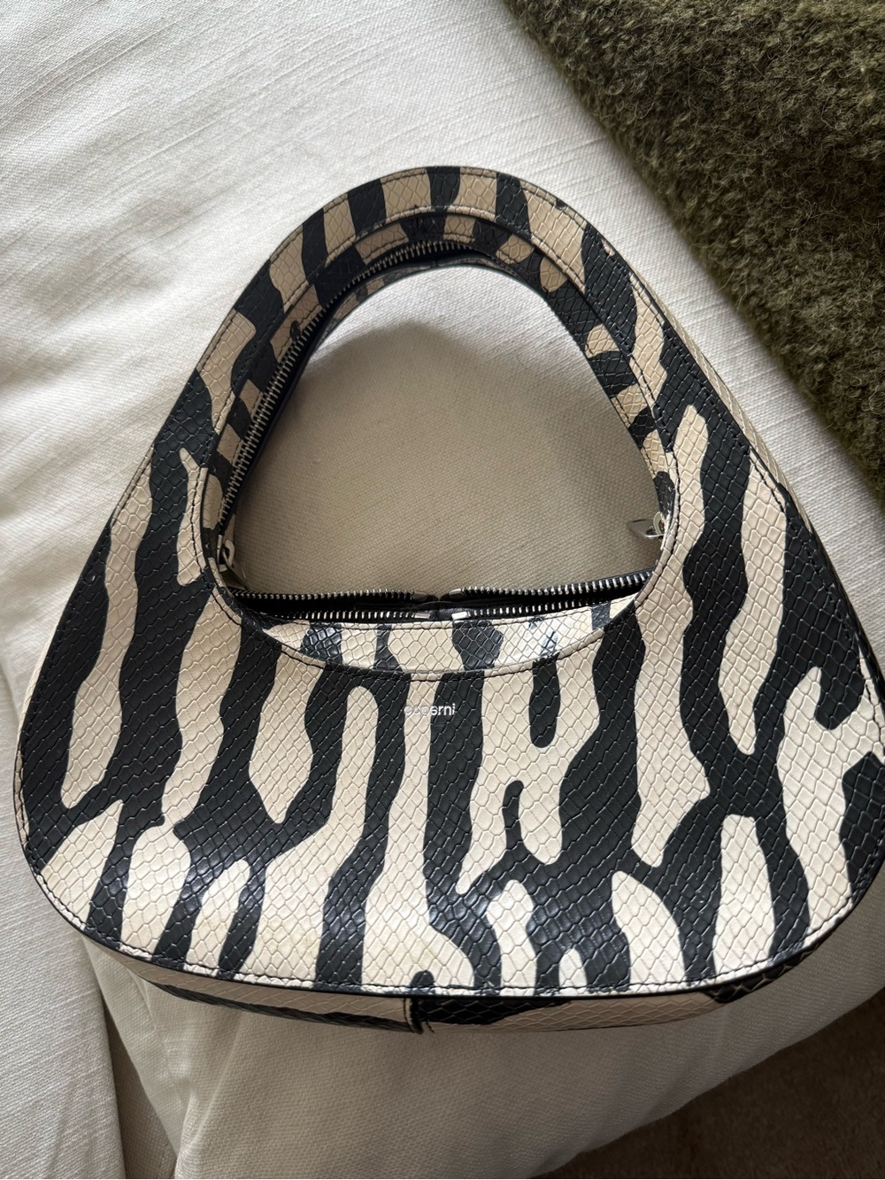 Coperni Zebra-Print Beige and Black Hobo Bag